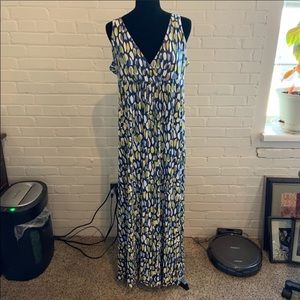 Women’s M NY&CO blue/tan/yellow splatter dress